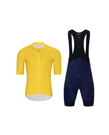 HOLOKOLO Cycling short sleeve jersey and shorts - ELEVATE - blue/black/yellow